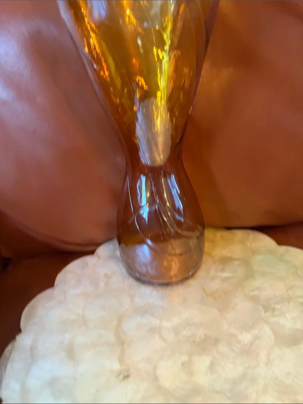 Vintage MCM Amber Glass Decorative Vase - Elegant Home Accent